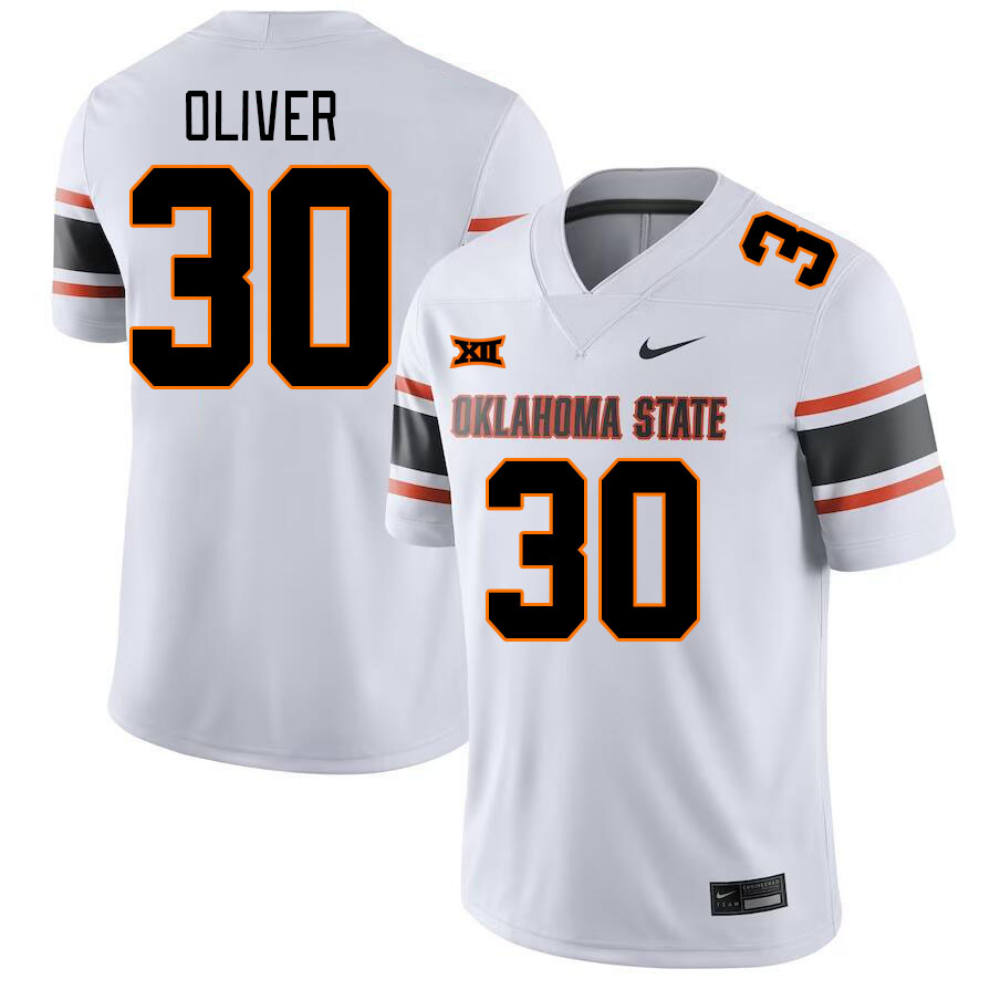 Oklahoma State Cowboys #30 Collin Oliver College Football Jerseys Stitched Sale-White